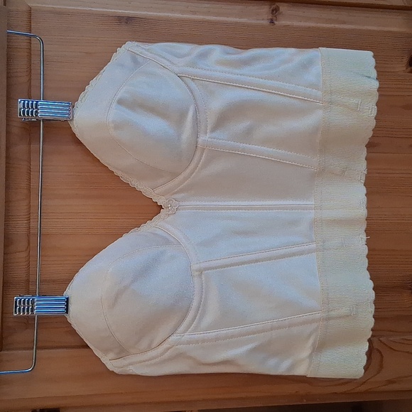 Vintage Carnival Cream Lace Trim Strapeless Corset Bustier Size 36B - Picture 9 of 9